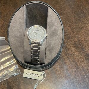 Citizen Silver Crystal-Accented Stainless Steel Bracelet Watch